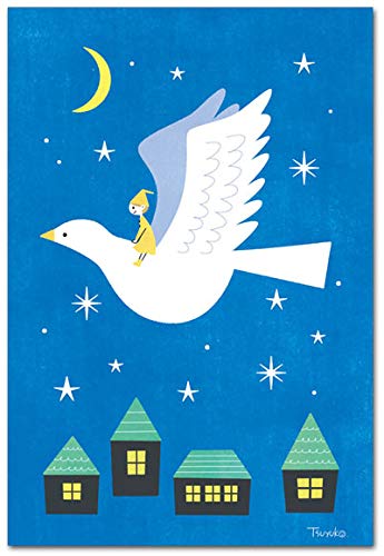 Amazon | レトロモダンなポストカード「夜空と鳩」おしゃれな絵葉書